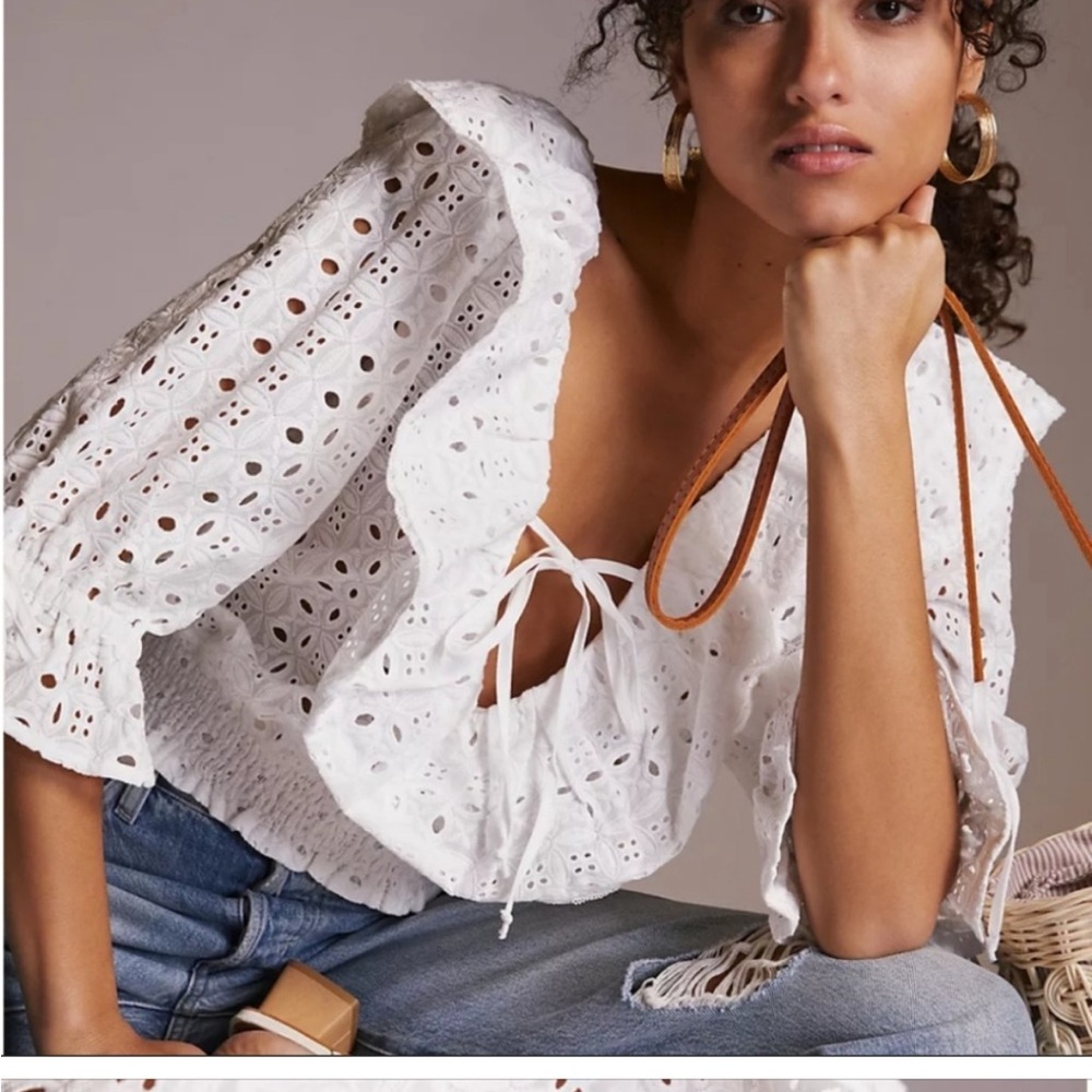 Porridge Anthropologie eyelet blouse